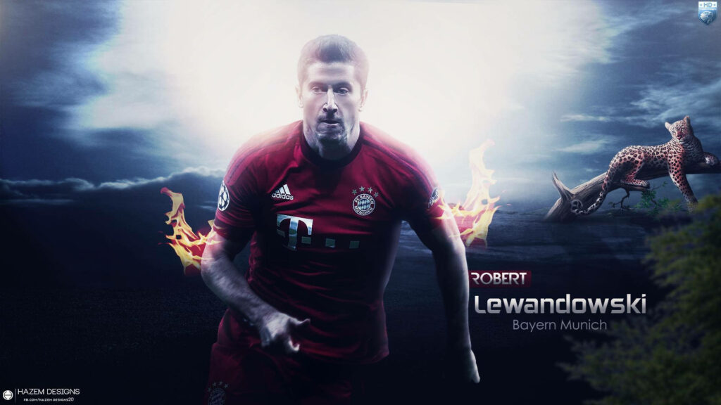 Intense Robert Lewandowski Wallpaper with Cheetah: Speed & Power