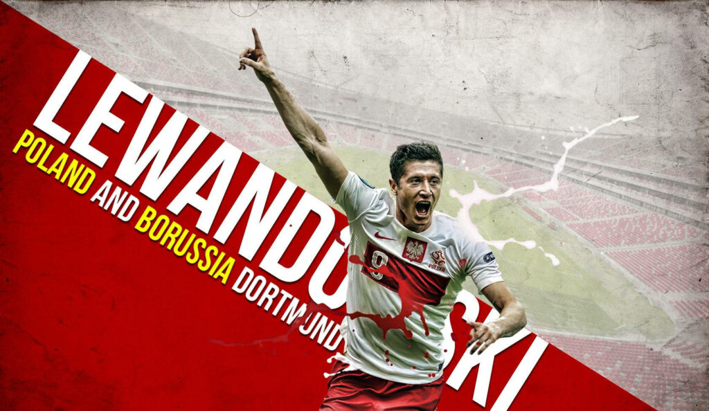 Robert Lewandowski Wallpaper: Poland's Star in Action - Red & White Design