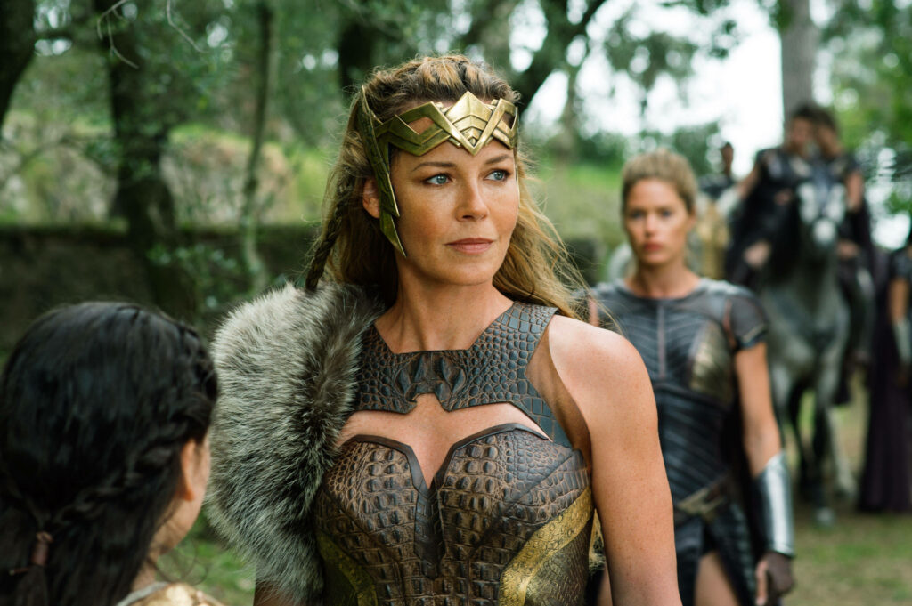 Robin Wright as Amazon warrior Antiope strong fierce Wonder Woman lush outdoor wallpaper background