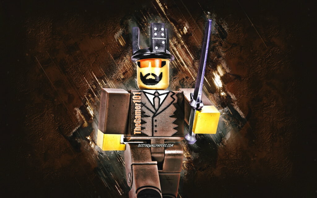 The Vibrant Roblox World: A QHD Wallpaper featuring Roblox Characters in a Stunning Brown Stone Background