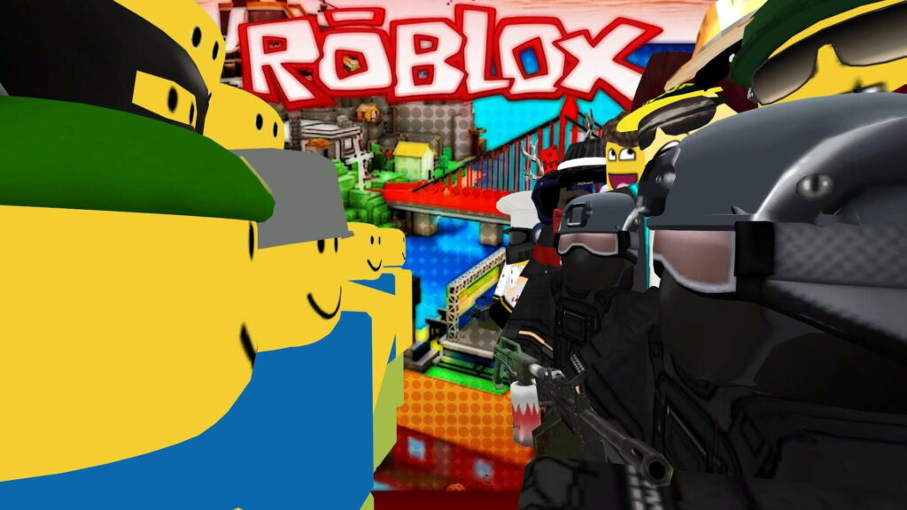 Immersive Gaming Experience: Roblox Avatars Gathering for Epic Adventures in One-Sided Games Wallpaper