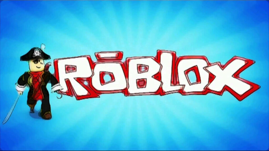 Roblox Adventures: A Fantastic Fan Art Logo with a Cool Pirate Avatar and Blue Background Wallpaper