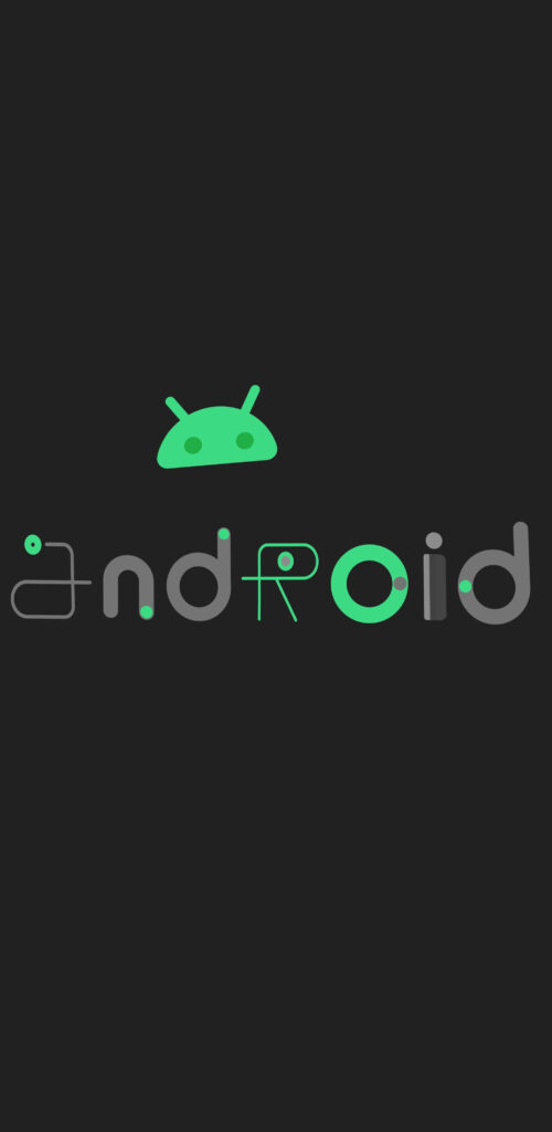 Android And Its Robotic Persona: A Futuristic Phone Wallpaper Exploring Green and Grey Typography