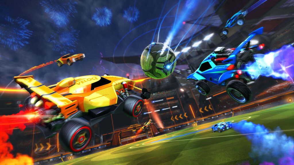 High-Octane Showdown: Rocket League's Epic Splash Art Unleashed in 4K Brilliance Wallpaper