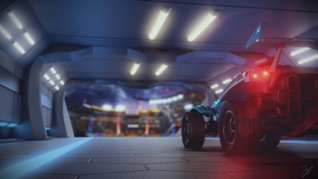 Adrenaline-Fueled Showdown: Rocket-Boosted Cars Engage in Epic Soccer-Style Battle Wallpaper