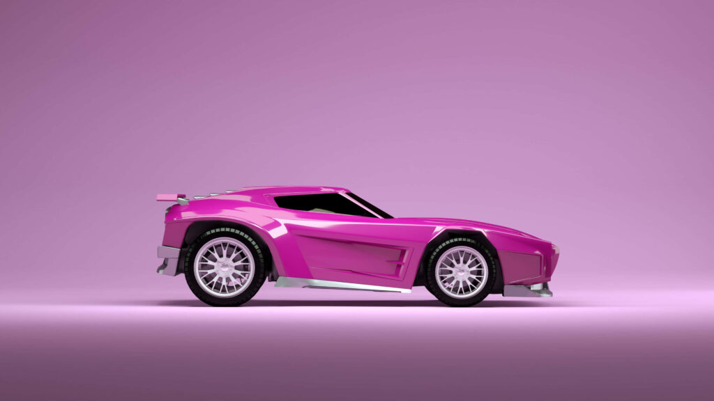 Rocket League-Inspired Pink Fennec Car: A Spectacular 3D Automotive Masterpiece in 4K Wallpaper