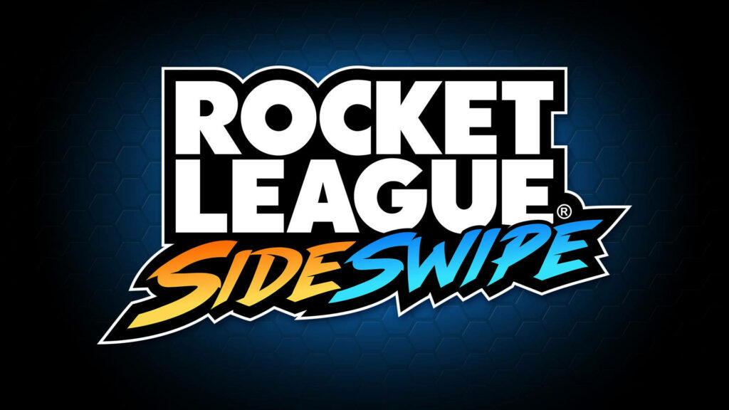 Hexagonal Showcase: Intense Rocket League Sideswipe Soaring on Dark Blue Digital Display Wallpaper