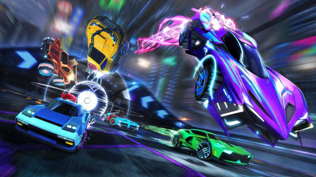 Rocket League: Soar through the heavens with upgraded 1080p graphics and dominate the celestial field in high-speed cosmic soccer Wallpaper