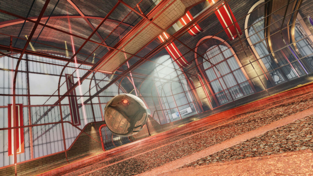 Futuristic Rocket League Arena: Soccer Ball Showdown in Stunning 1080p Wallpaper