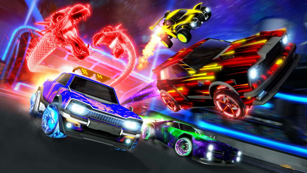 Ignite your passion for racing in Rocket League: Unleash your inner driver and conquer gravity-defying ball stunts like never before! Embark on an adrenaline-fueled journey towards victory with this one-of-a-kind esport experience. Let the electrifying background photo ignite your desire for intense gameplay and unleash your creative potential! Wallpaper