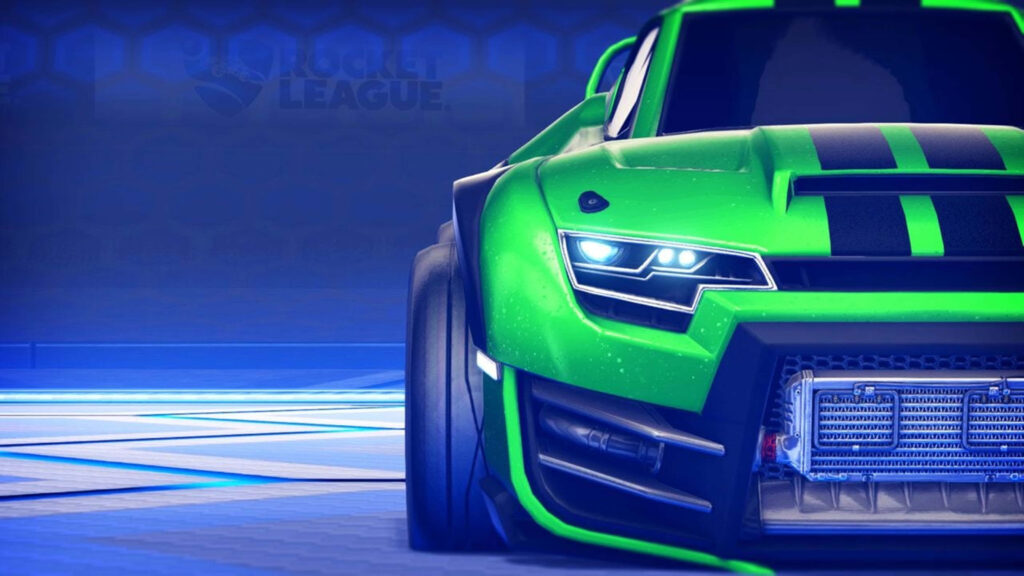 Roaring Rivalry: Dominating the Arena with a Fierce Muscle Machine in Rocket League Wallpaper