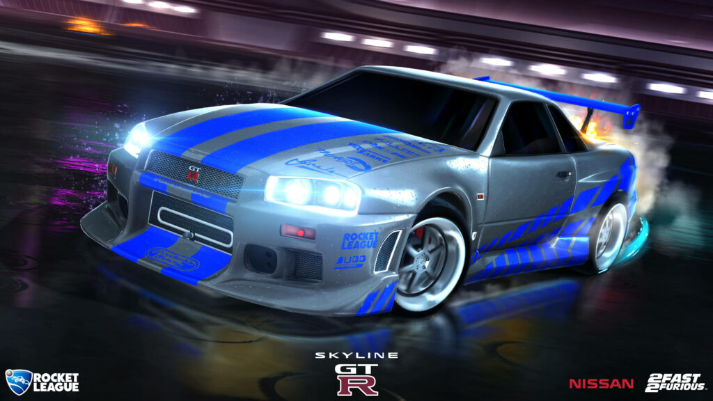 Rocketing to Victory: Nissan Skyline GT-R R34 Takes Center Stage in Stunning 2K Artwork Wallpaper