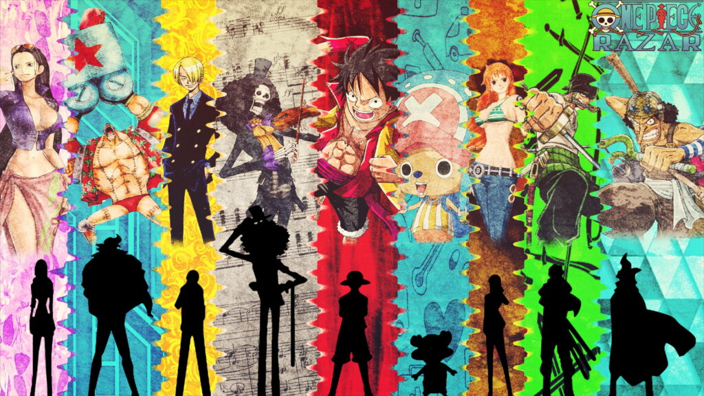 Dynamic Collage of One Piece Characters: A Vibrant and Expressive Wallpaper