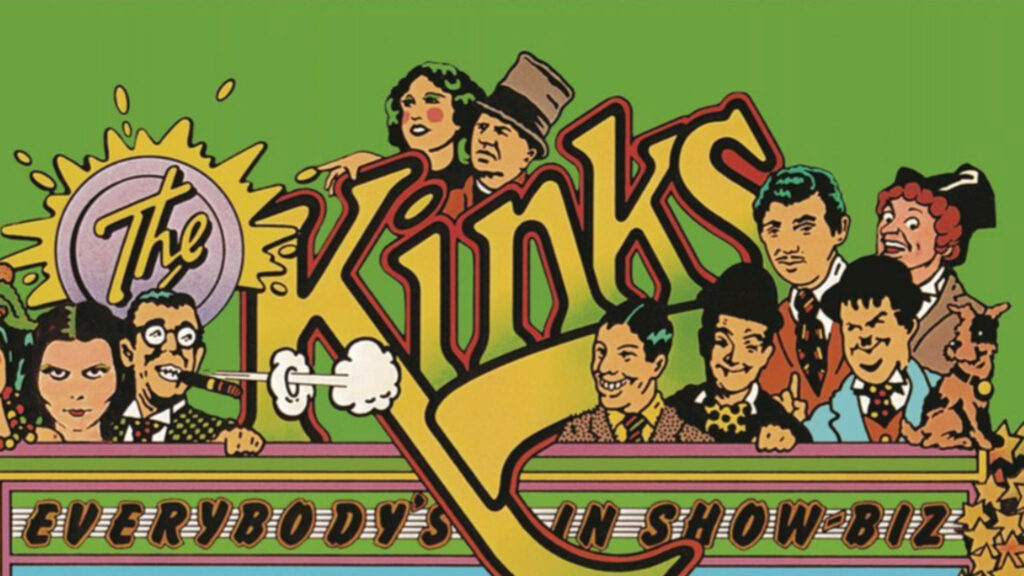 Captivating Vintage Kinks Cartoony Artwork for Everybody's In Show Biz: A Rock Band Journey Wallpaper