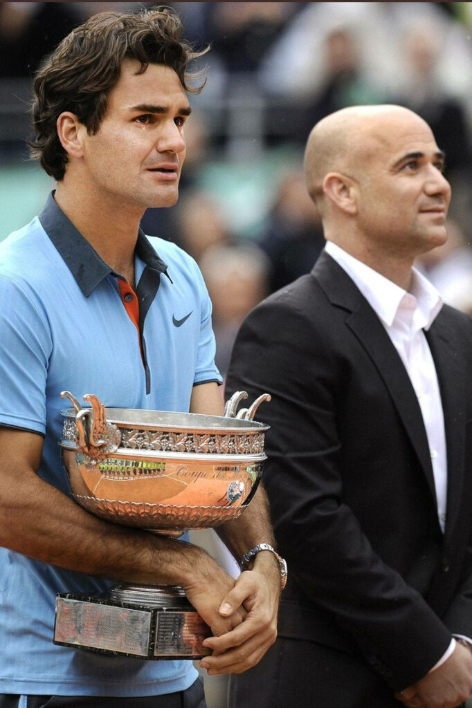 Roger Federer & Andre Agassi at Formal Tennis Event Wallpaper