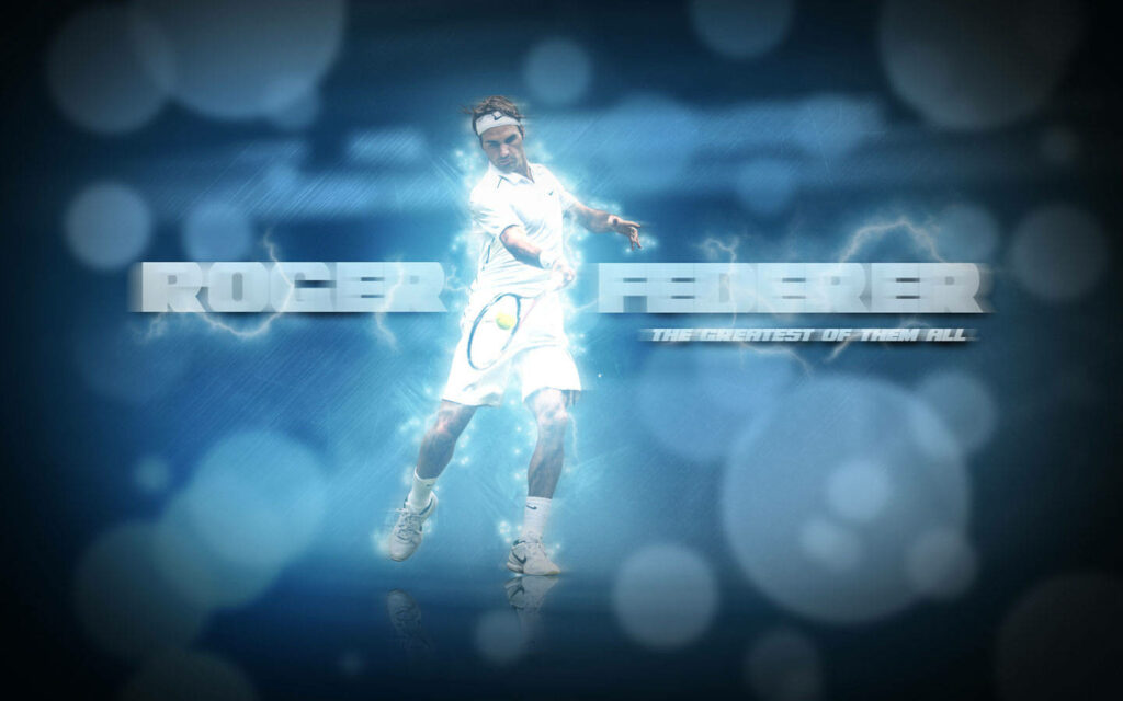 Roger Federer Action Wallpaper: Energetic Tennis Poster Background