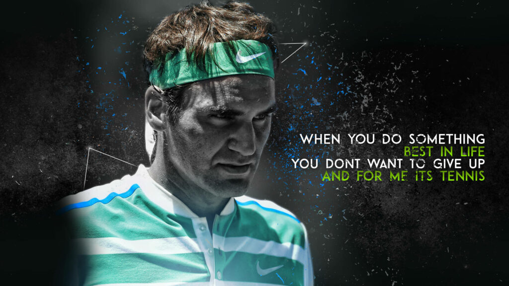 Inspirational Roger Federer Wallpaper with Motivational Tennis Quote