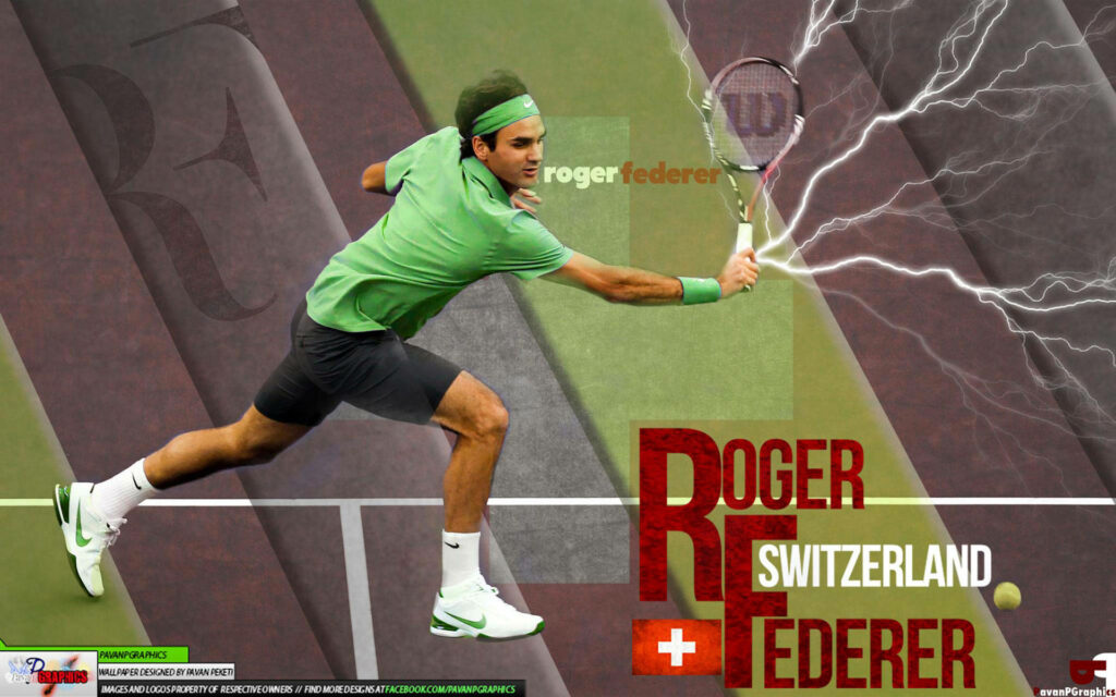 Roger Federer Thunder Smash Wallpaper: Energetic Tennis Icon Shot