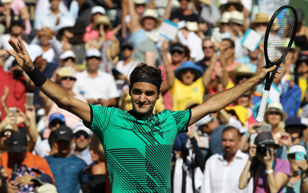 Roger Federer Triumphs at BNP Paribas Open - Iconic Tennis Wallpaper