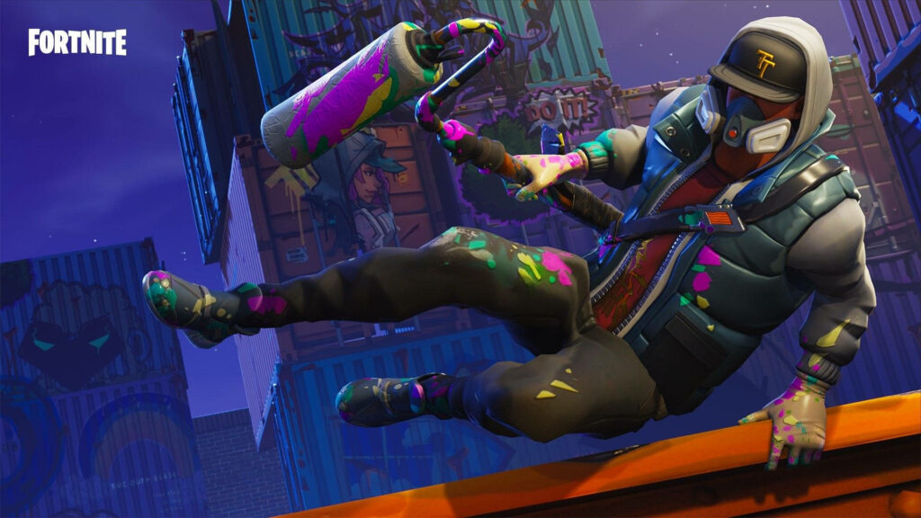 Fearless Fortnite Skin Wields Roller Axe and Brush Combo in Exciting Online Battle Wallpaper