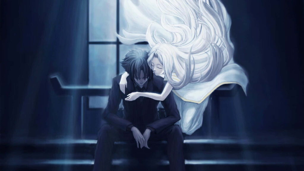 Captivating Love Story: Animated Characters Share a Sweet Moment in High Resolution Background Image Wallpaper