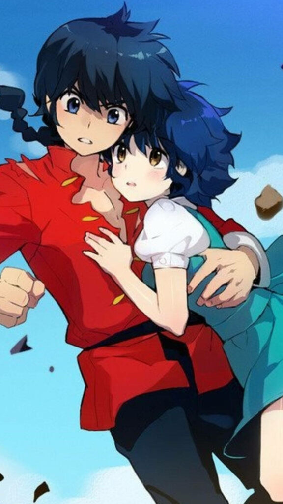 Enchanting Embrace: Captivating Moments of Love between Ranma and Akane from Ranma 1/2 Wallpaper