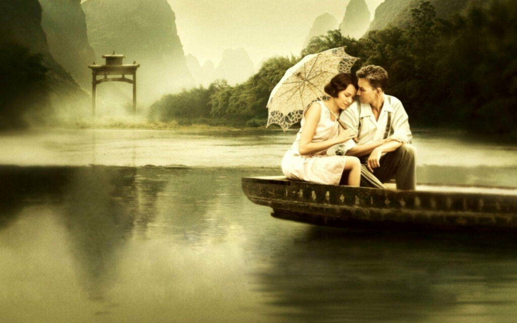 Eternal Love Set Afloat: Vintage Boats Carry Romantic Souls on River Bliss Wallpaper
