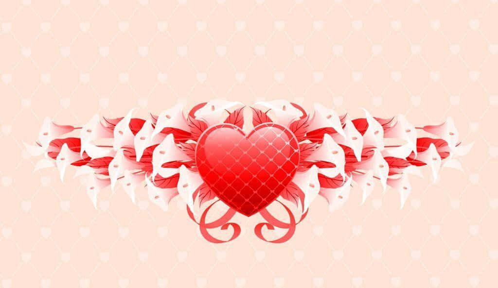 Romantic Floral Heart Wallpaper - Vibrant Background Design