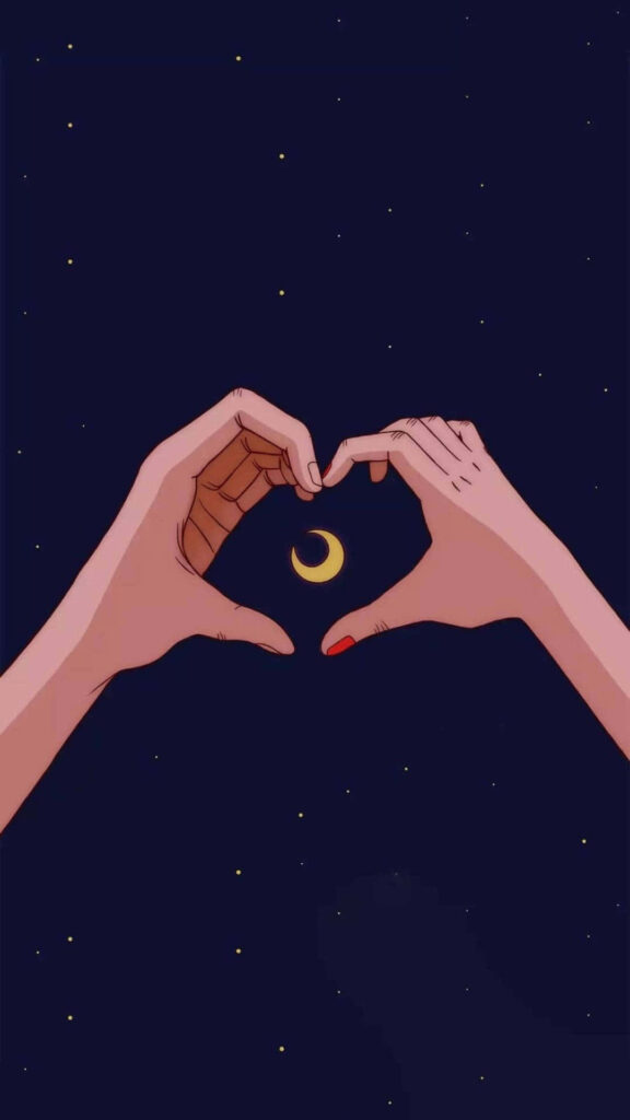 Romantic Moonlit Hands Heart Shape - Love Wallpaper Background
