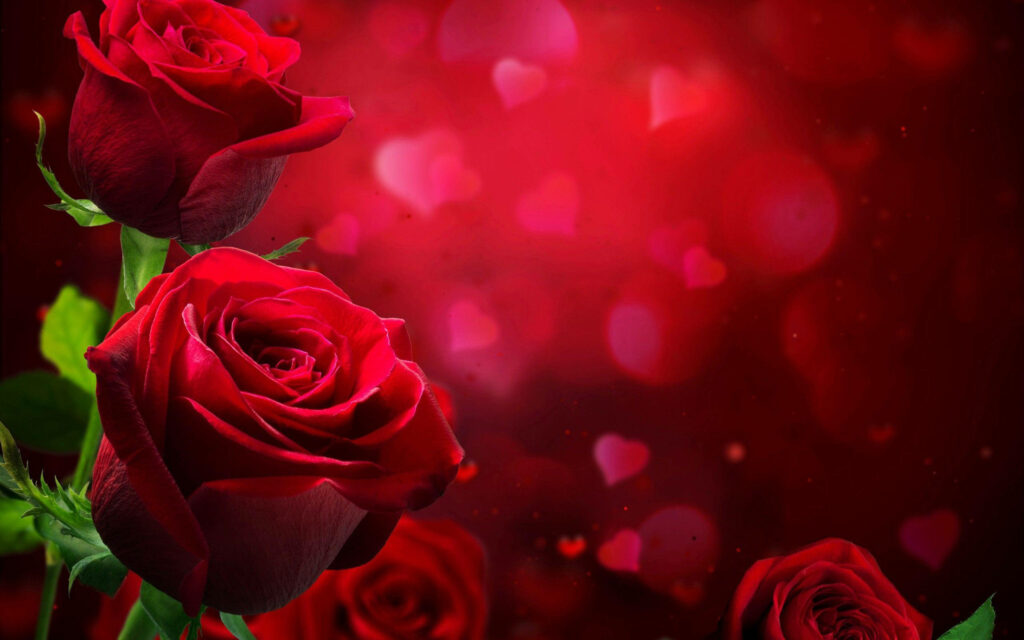 Love Blooms: A Beautiful Rose Heart Backdrop Wallpaper