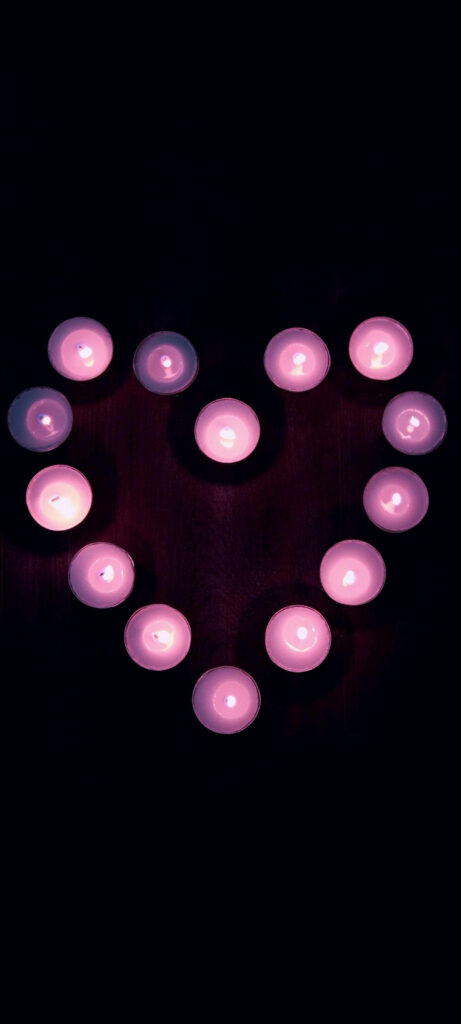 Romantic Pink Candle Heart Wallpaper for Samsung Galaxy Note 20 Ultra