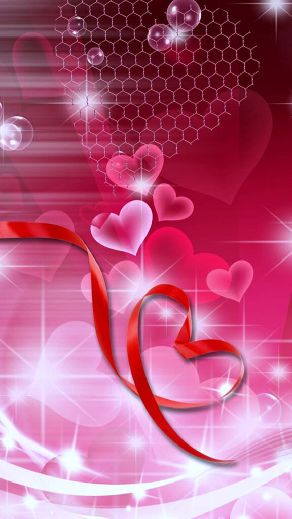 Romantic Pink Glitter Wallpaper: Glowing Hearts & Elegant Accents