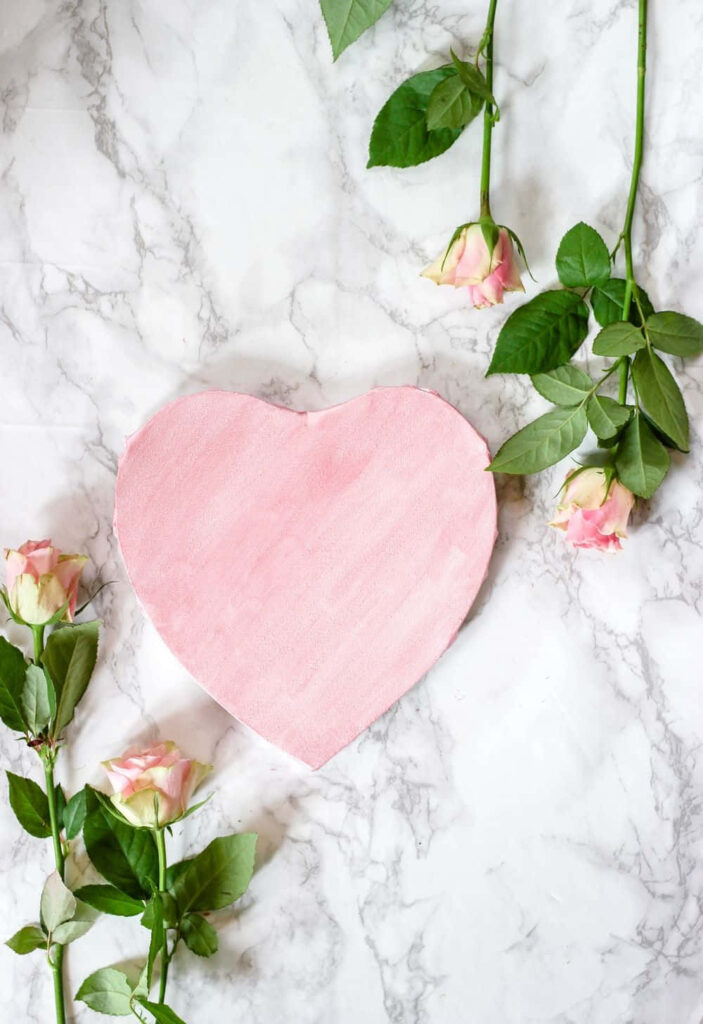 Elegant Pink Heart on Marble with Roses - Romantic Wallpaper Background