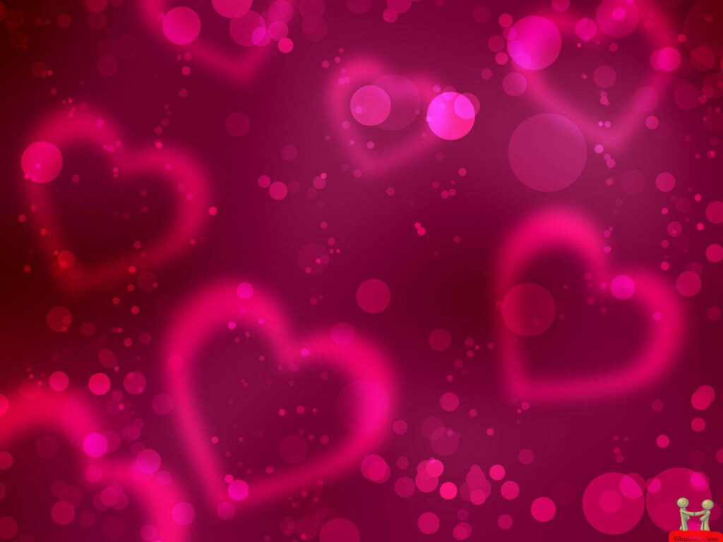Romantic Pink Hearts Wallpaper: Vibrant Red Background & Bokeh