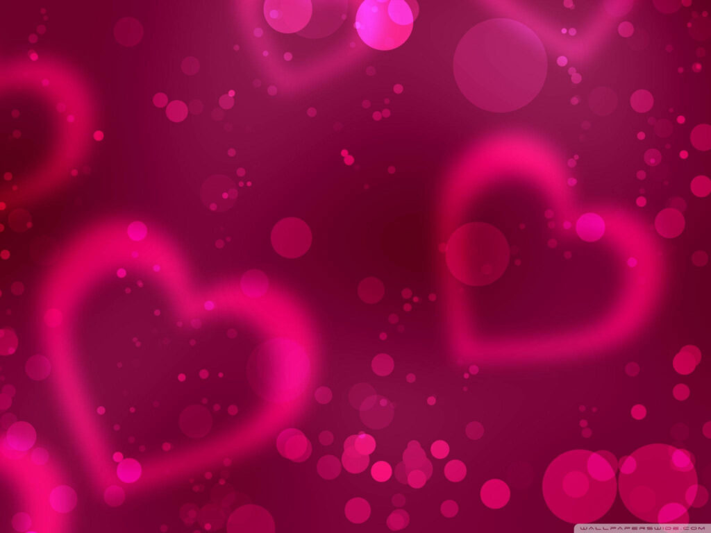 Romantic Pink Hearts Wallpaper: Soft Lights on Deep Red for Valentine's Day