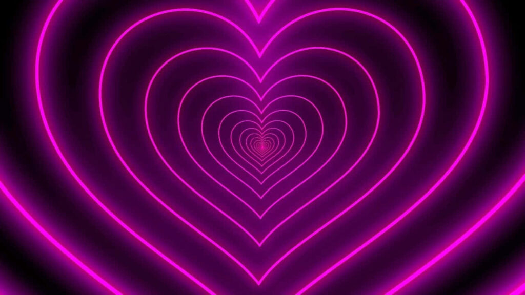 Romantic Pink Neon Heart Tunnel Wallpaper Background