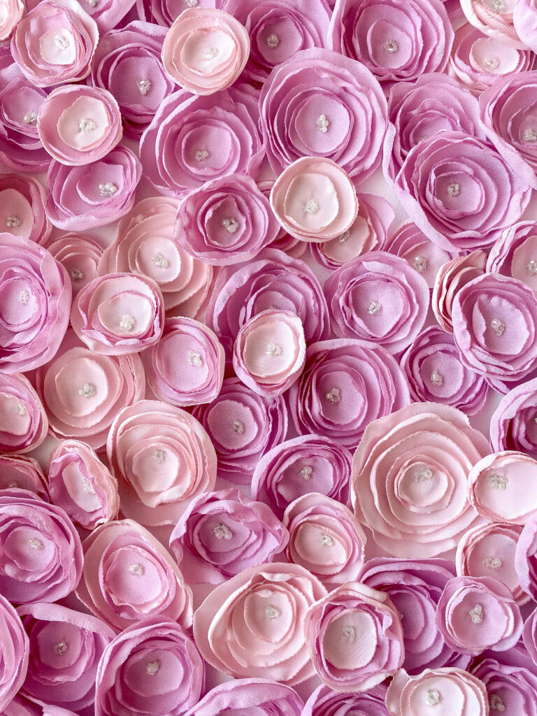 Romantic Pink & Purple Floral Fabric Wallpaper Background