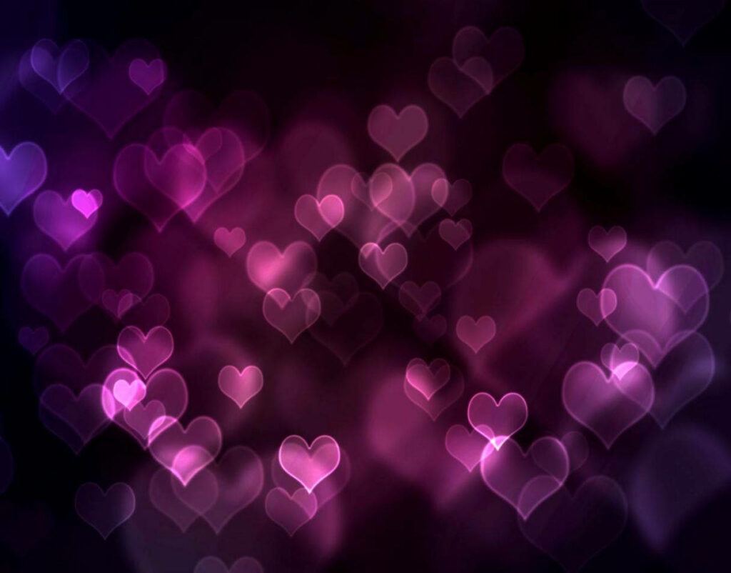 Romantic Purple & Pink Heart Wallpaper on Dark Background