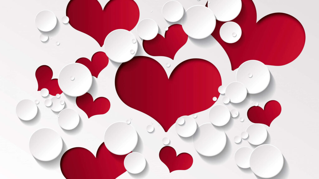 Romantic Heart Pattern Wallpaper: Vibrant Red & White Design