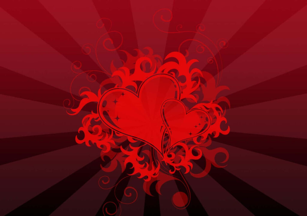 Romantic Red Heart Wallpaper: Glowing Design & Swirling Patterns