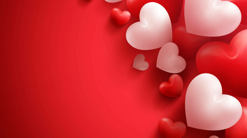 Valentine's Day Delight: Captivating Red and White Heart Wallpaper