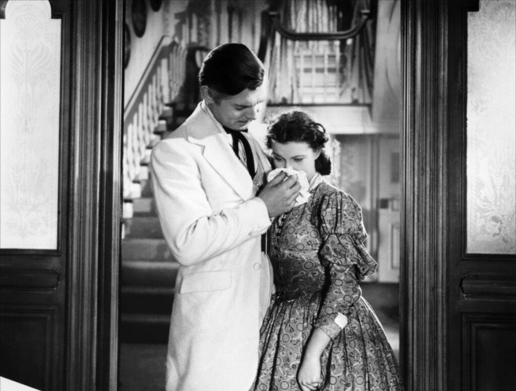 Classic *Gone with the Wind* Black-and-White Wallpaper Background
