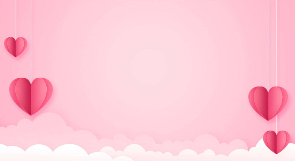 Romantic Valentine's Day Wallpaper: Pink Background with Hearts & Clouds