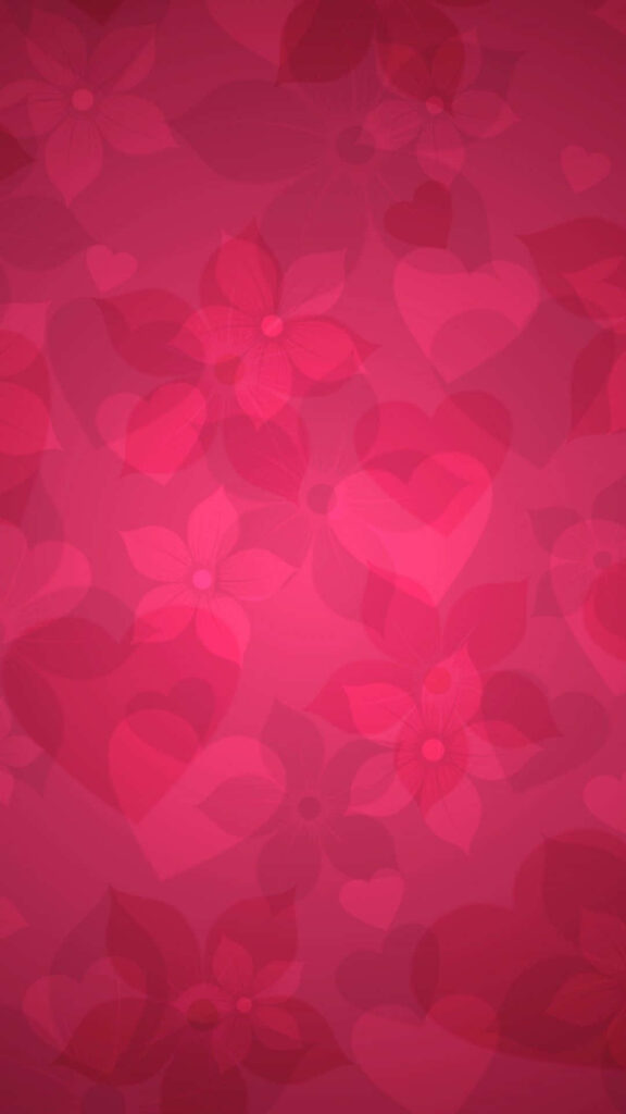 Romantic Valentine's Day Wallpaper with Red Hearts & Floral Patterns