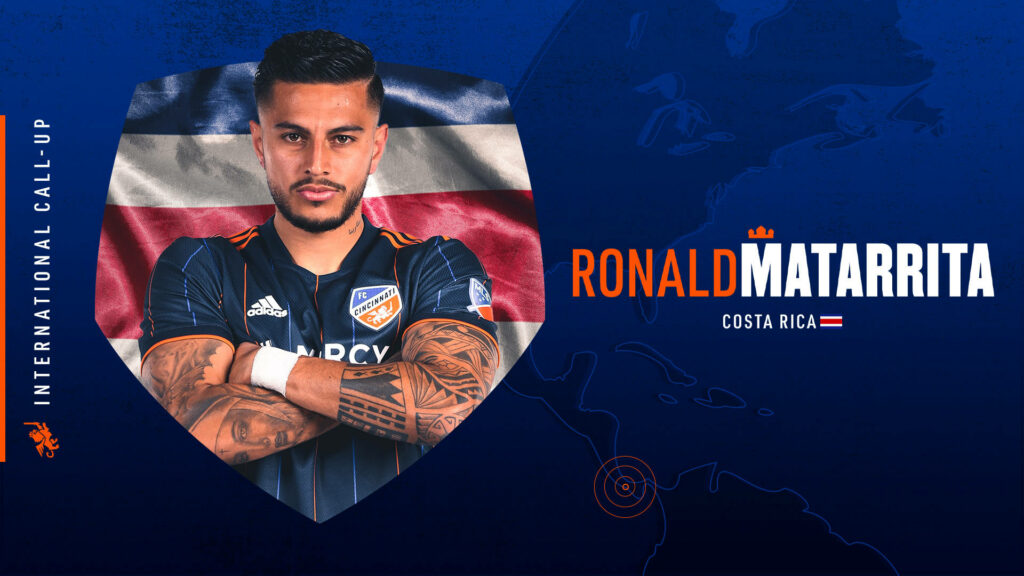 Ronald Matarrita Costa Rica footballer confident pose with flag background modern graphic wallpaper