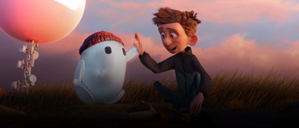 Ron's Gone Wrong Wallpaper: Boy & Robot at Sunset - Serene Background