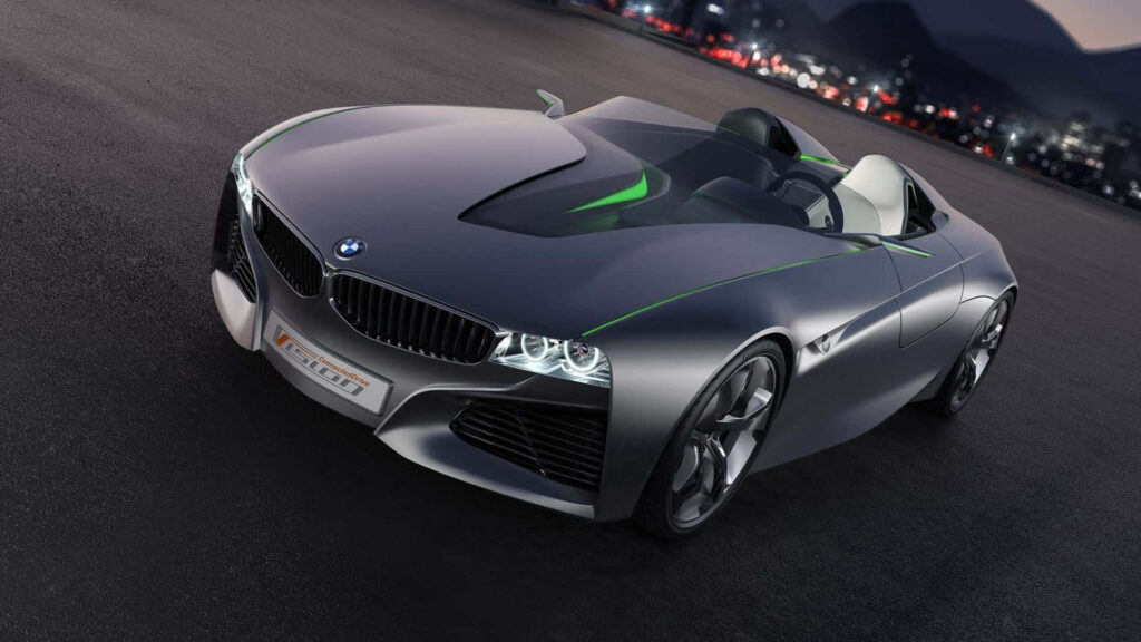 Futuristic Elegance: A Striking Black BMW Vision Connected Drive Luxury Car Unveils Its Roofless Beauty Wallpaper