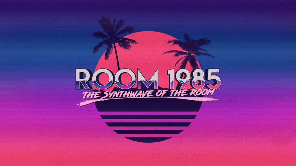 Room 1985: Embracing Synthwave's Retro Beach Vibes Wallpaper