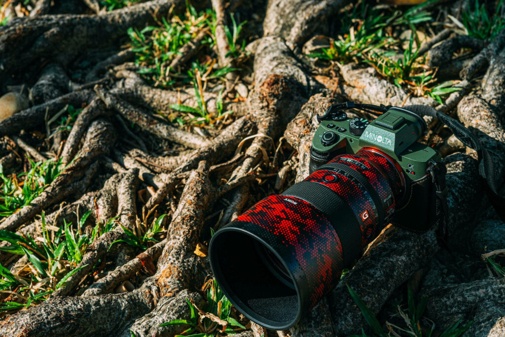 Sony Camera Customized with Natural Elements: A View of Roots and Grass Embellishing the Background Wallpaper