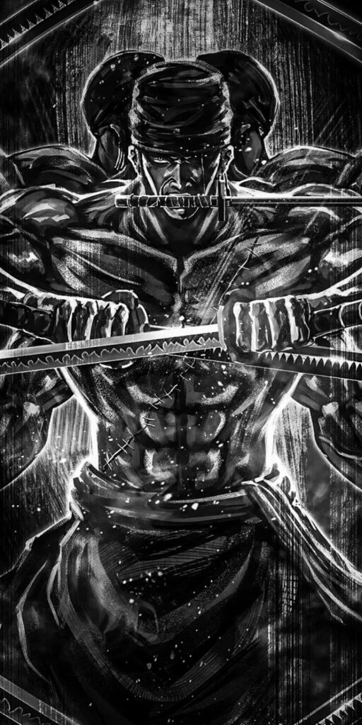 Black-Clad Swordsman: Roronoa Zoro in Stunning HD Wallpaper